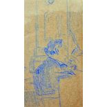 Walter Richard Sickert (1860-1942) German/British. "The Conductor", Blue Crayon, Inscribed on the