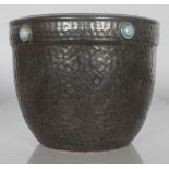 A DENBY BOURNE POTTERY JARDINIERE, ART DECO, inset with five blue ovals. Printed Mark. 6.5ins high.