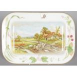 A ROYAL WORCESTER FINE PLATTER painted with a farmyard scene with dog and sheep by Francis Clark,