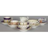 A GRAINGER'S WORCESTER COLLECTION OF SIX CUPS AND SAUCERS including a landscape and a crest with