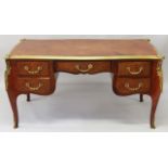 A 19TH CENTURY DESIGN FRENCH KINGWOOD AND ORMOLU WRITING TABLE, of serpentine outline, with