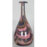 A MURANO SPECKLED BULBOUS GLASS VASE. Signed. 8.75ins high.