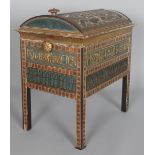 GIUSEPPE PARVIS, MILAN, CIRCA. 1875 A GILT EGYPTIAN DOMED BOX on four legs. 15.5ins long, 9ins wide,