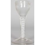 A GOOD GEORGE III WINE GLASS with white opaque twist stem. 5.25ins high. Ron & Mary Thomas
