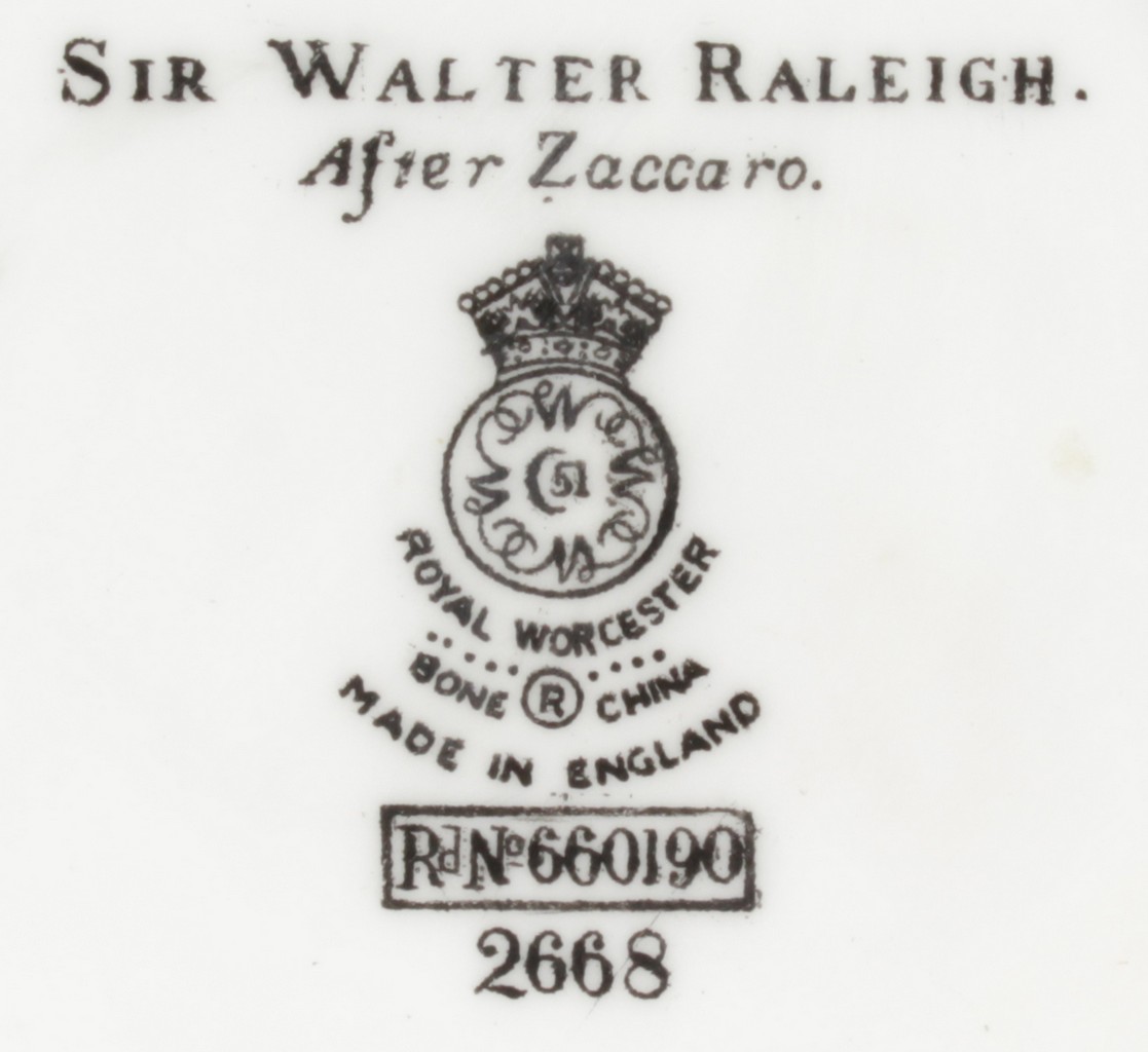 A ROYAL WORCESTER FIGURINE OF "SIR WALTER RALEIGH after ZACCARO" modelled by Frederick M. Gertner, - Image 6 of 6