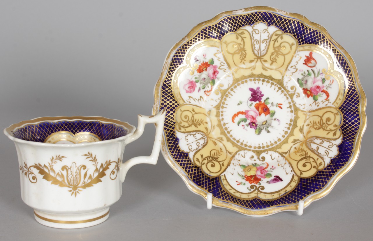 A COLLECTION OF TEN CABINET CUPS AND SAUCERS, various factories to include Royal Crown Derby, - Image 6 of 10