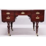 A GOOD 19TH CENTURY MAHOGANY CAMPAIGN DESK, Possibly Ross & Co., Dublin, with a triple panel leather
