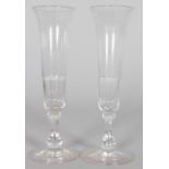 A PAIR OF FLUTED WINE GLASSES.