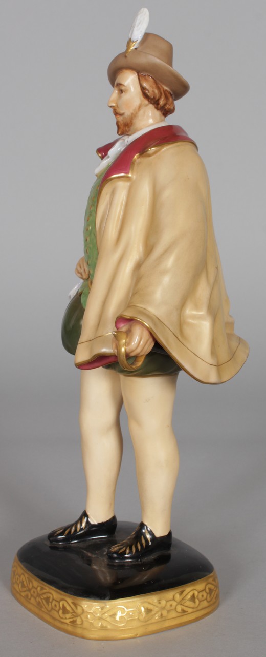 A ROYAL WORCESTER FIGURINE OF "SIR WALTER RALEIGH after ZACCARO" modelled by Frederick M. Gertner, - Image 4 of 6