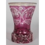 A BOHEMIAN PINK BEAKER. 5.5ins high.