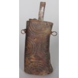 AN EARLY HORN FLASK. 8ins long.