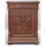 A SUPERB LATE 19TH CENTURY FRENCH WALNUT, CUT BRASS AND MARQUETRY PIER CABINET, en-suite to previous