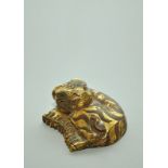 Han Dynasty Parcel Gilt Bronze Tiger Scroll Weight