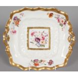 A SQUARE DISH, rich gilt border, flowers and relief, and painted bouquets. Pattern No. 1031, Col No.