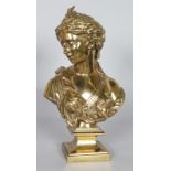 J. GOUJON A GOOD BRONZE BUST OF DIANA. Signed.