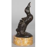 SANCHEZ A GOOD BRONZE OF A CORMORANT. Signed, on a circular marble base. 5ins high.