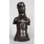 AFTER AMEDEO GENNARELLI (1881-1943) ITALIAN A BRONZE NUDE FEMALE HALF TORSO, with long flowing hair.