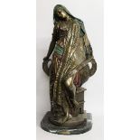 AFTER WAAGEN (19TH CENTURY) A GOOD LARGE COLD PAINTED BRONZE OF AN ARAB GIRL leaning provocatively