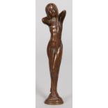 A SMALL ART NOUVEAU BRONZE STANDING NUDE. 4.5ins high.