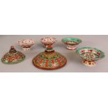 FOUR CHINESE THAI MARKET PORCELAIN TAZZAS, circa 1800 and later, 5.1in diameter and smaller;