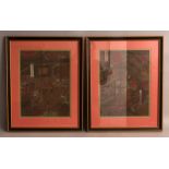 A GOOD PAIR OF 19TH CENTURY FRAMED CHINESE PAINTINGS ON SILK, each depicting a scene of warriors,