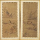 A GOOD LARGE PAIR OF 19TH CENTURY FRAMED CHINESE PAINTINGS ON PAPER, each with an artist's seal