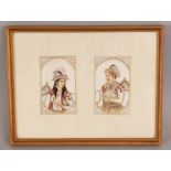 A PAIR OF FINE QUALITY 19TH CENTURY FRAMED INDIAN RECTANGULAR PAINTINGS ON IVORY OF A MAHARAJA &