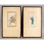 A PAIR OF 19TH CENTURY CHINESE FRAMED PAINTINGS ON RICE PAPER, each frame 10.1in x 6.1in.