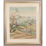 A GOOD QUALITY 18TH/19TH CENTURY FRAMED CHINESE PAINTING ON PAPER, circa 1800, depicting in vivid