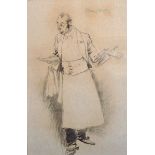 George Rossi Ashton (1857-c.1895) Australian. "The Waiter", Chalk, Signed, 14.75" x 9.75".