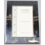 A CARRS SILVER PLAIN UPRIGHT PHOTOGRAPH FRAME. 8ins x 6ins.