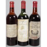 CHATEAU MOUTON ROTHSCHILD, 1962, 1 bottle; CHATEAU BRANAIRE, 1962, 1 bottle; CHATEAU LAUJAC, 1968, 1