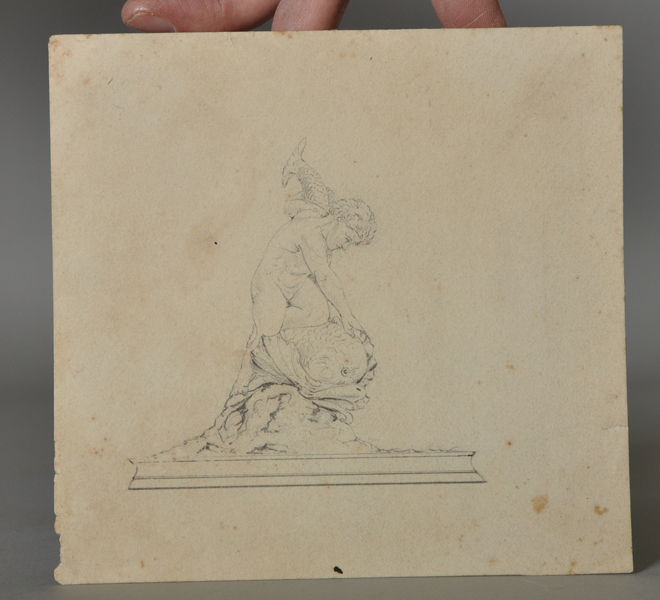 Circle of William Kent (1685-1748) British. Study of a Statue, Pencil, Inscribed on the reverse, - Image 2 of 3