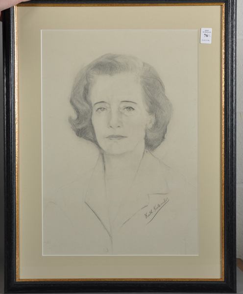 Kath Katsoulis (20th Century) European. Portrait of a Lady, Signed, Pencil, 18" x 12.5", and another - Image 2 of 5