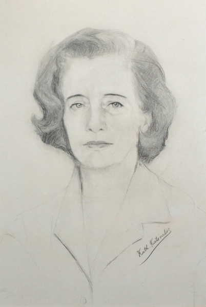 Kath Katsoulis (20th Century) European. Portrait of a Lady, Signed, Pencil, 18" x 12.5", and another