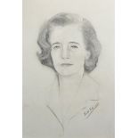 Kath Katsoulis (20th Century) European. Portrait of a Lady, Signed, Pencil, 18" x 12.5", and another
