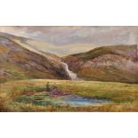 A... B... Townley (20th Century) British. A Mountainous Landscape, with two Figures in the