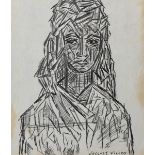 Jacques Villon (1875-1963) French. A Cubist Portrait of a Man, Pencil, Signed, 8" x 7".