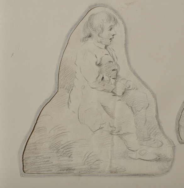 Circle of George Morland (1763-1804) British. Study of a Seated Boy, Pencil, Shaped, Unframed, 7" - Image 2 of 5