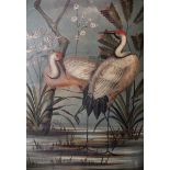 19th Century Chinese School. Birds in the Water, Mixed Media, Unframed, 20" x 15", and another by