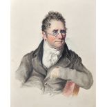 19th Century English School. Portrait of a Man wearing Spectacles, Watercolour, Unframed, 11" x 9".