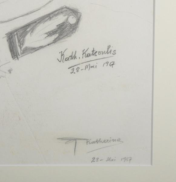 Kath Katsoulis (20th Century) European. Portrait of a Lady, Signed, Pencil, 18" x 12.5", and another - Image 5 of 5