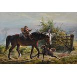 Henry Warren (1794-1879) British. 'The Farmers Children', with a Mare and Foal, and Children,