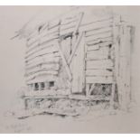 Edward Duncan (1803-1882) British. "At West Cowes", study of a Barn, Pencil, Inscribed and Dated '