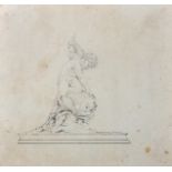 Circle of William Kent (1685-1748) British. Study of a Statue, Pencil, Inscribed on the reverse,