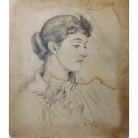 19th Century English School. Portrait of a Girl, Pencil, Signed with Monogram and Dated 1886,