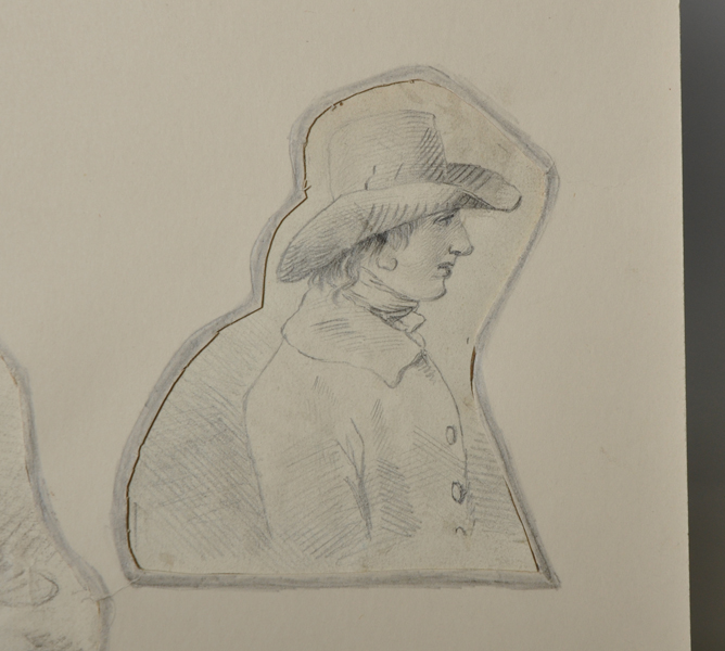 Circle of George Morland (1763-1804) British. Study of a Seated Boy, Pencil, Shaped, Unframed, 7" - Image 3 of 5