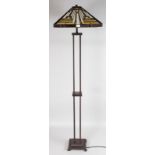 A GOOD TIFFANY STYLE STANDING LAMP. 5ft 4ins high.