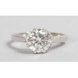 A SUPERB SOLITAIRE DIAMOND RING of 1.7CTS, set in 18ct white gold.