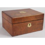 A VICTORIAN WALNUT BOX with cards. 8ins wide.